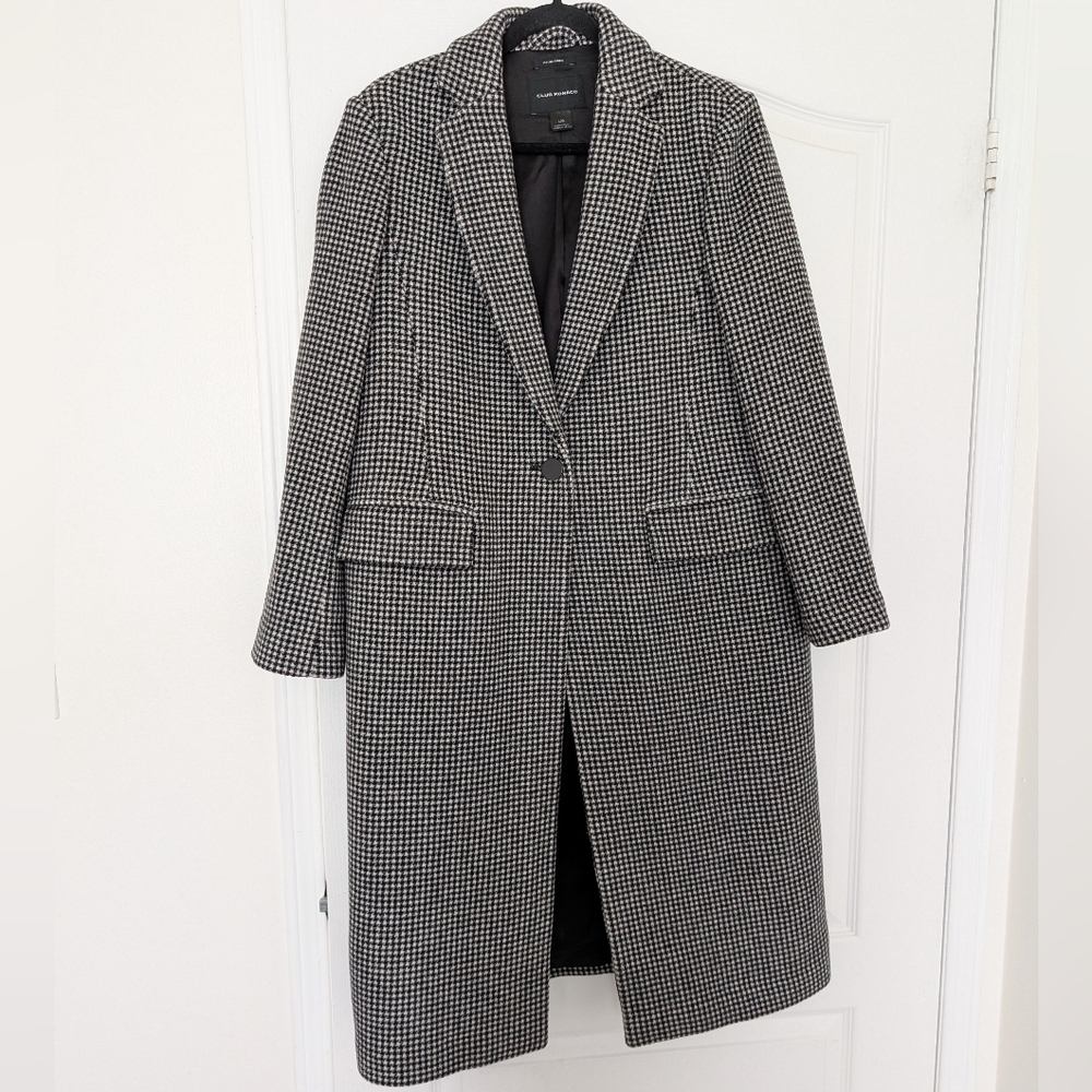 Club Monaco Italian Wool Checkered Coat Size L